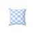 Handcrafted Checkerboard Pattern Pillow in Sky Blue and White