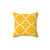 Quatrefoil decorative throw pillow in yellow and white
