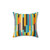 Retro Color Block Popsicle Sticks Blue Pillow