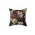 Vintage Floral Botanical Pillow with Antique Roses on Black