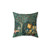 Blue Green Floral Tapestry Pillow with Forest Animals