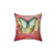 Vintage-inspired raspberry pillow with a beautiful butterfly design