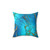 Teal Blue Faux Marble and Gold Glitter Veins Decorative Pillow