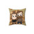 Fall themed throw pillow with couple giggling