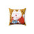 Whimsical Cat and Coffee Pillow