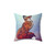 Colorful cosmic fox pillow with a vibrant space-themed design