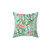 Soft Blue Green Bamboo Pillow with Birds and Blossoms