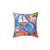 Summer Harbor Whimsical Pillow with Sailboats, Sea Shells, and Coastal Imagery