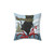 Black Cat Christmas Bicycle Ride Pillow