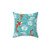 Waterlily Koi Turquoise Throw Pillow