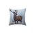 Mystical Stag Pillow with a Monarch in a Field of White