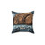 Cozy Lake House Pillow featuring a bear illustration by Sandra Dieckmann