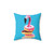 Whimsical flamingo pillow with doughnut design