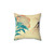 Nature Landscape Pillow with Mountains, Flowers, and Vintage Japanese Design