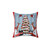 Whimsical Christmas tree pillow featuring woodland cats