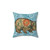 Wombat Throw Pillow in Blue Marigold Design