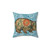 Wombat Throw Pillow in Blue Marigold Design