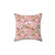 Japanese Garden Throw Pillow featuring pink flowers and birds
