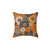 Retro Floral Halloween Pillow