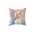 Whimsical fantasy pillow featuring a watercolor design of a ship crossing a forested body of water