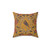 Warm Floral Decorative Pillow with Crows and Dragonflies