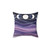 Whimsical purple mountains and moon decorative pillow