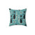 Mid Century Atomic Cat Pillow featuring black and gray cats on a blue background