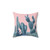 Serenity Cactus Pillow with Rose Quartz Background
