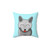 Cheeky gray cat with closed moon eyes pillow