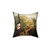 Whimsical landscape pillow with surreal fantasy creatures