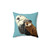 Otter family pillow featuring a mother otter and baby otter