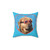 Doggo Swimmer Dog Pillow featuring a golden retriever in swimming goggles