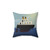 Nautical Seascape Pillow featuring a stylized boat on the sea