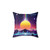 Neon Sunrise Pillow - Retro Cyberpunk Aesthetic Home Decor