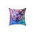 Colorful garden pillow with a cute kitty design