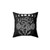 Witchy throw pillow with moon phases, snakes, and crystals design