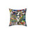 Vibrant Banksy-inspired pop art pillow