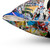 Vibrant Banksy-inspired pop art pillow