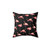 Flamingo Pattern Black Pillow - Retro Throw Cushion
