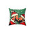 Festive Pillow with Two Santa Clauses Kissing in the Snow