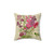 Botanical Print Pillow with Garden Flowers on Aged Page