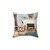Afternoon tea themed decorative pillow for coastal, retro interior design
