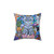 Colorful Garden Gathering Pillow with Cat, Kittens, and Fantasy Motifs