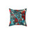 Vintage Teal and Red Floral Throw Pillow
