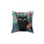 Popoki Tropical Pillow with Black Cat and Floral Design
