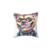 Whimsical dog portrait pillow featuring a mischievous mad dog with a grin