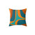 Retro Geometric Abstract Turquoise Blue Orange Pillow