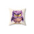 Watercolor illustration of an angry cartoon owl on a pillow