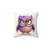 Watercolor illustration of an angry cartoon owl on a pillow