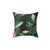 Mid-Century Modern Abstract Botanical Pink and Dark Green Pillow